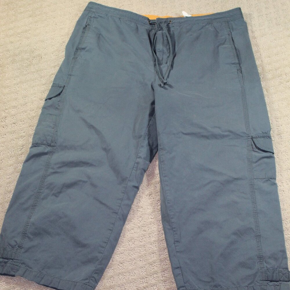Vintage Bill Blass Wms Sz 14 Greyish Blue Cropped Drawstring Cargo Pants
